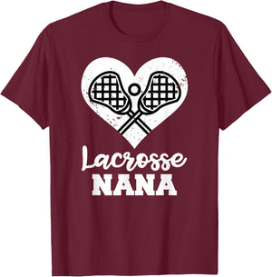 Lacrosse Nana Heart Funny Lacrosse Player Nana T-Shirt - T-Shirt | Maroon