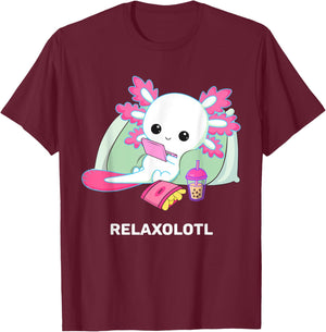 Cute Axolotl Lover Mexican Salamander Relaxolotl T-Shirt - T-Shirt | Maroon