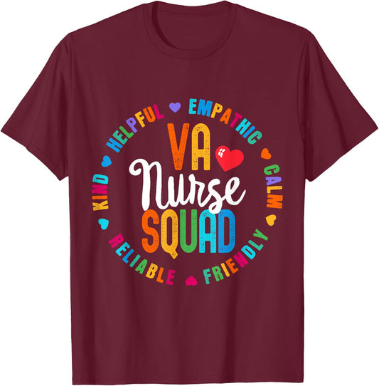VA Nurse Squad Nurse Team Registered Nursing T-Shirt - T-Shirt | Maroon