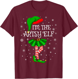 Matching Family Group I'm The Artsy Elf Christmas T-Shirt - T-Shirt | Maroon