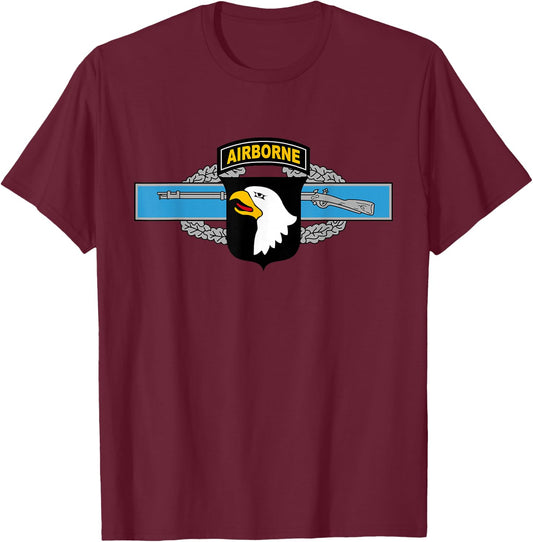 101st Airborne Patch - Combat Infantryman Badge (CIB) T-Shirt - T-Shirt | Maroon