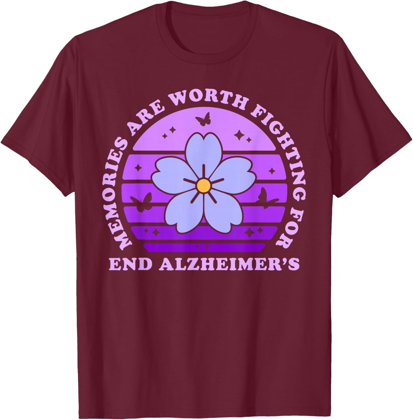 Memories are Worth Fighting for Alzheimer's Awareness Day T-Shirt - T-Shirt | Maroon