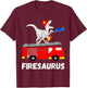 Fire Department Dinosaur Funny Fire Truck T-Shirt - T-Shirt | Maroon