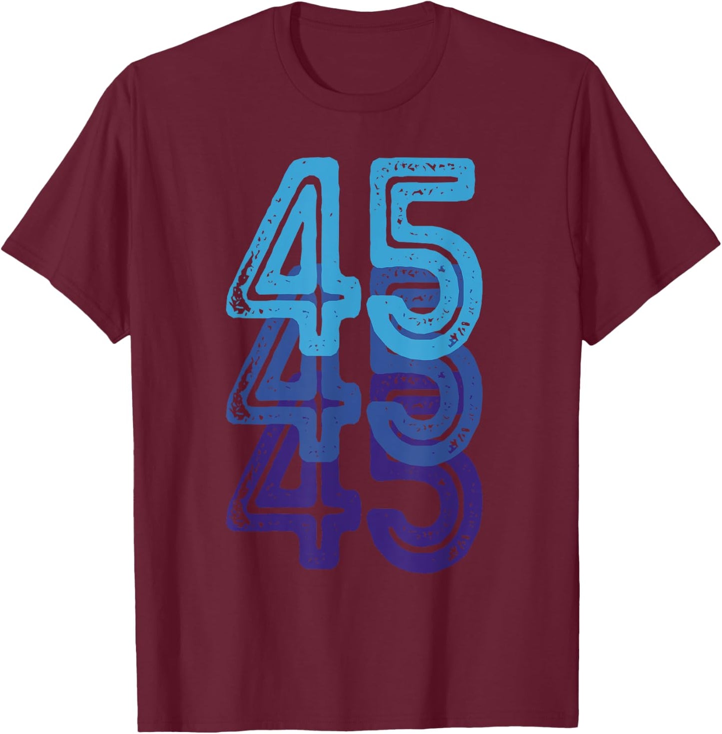 Number 45 Blue Best Classic College Style Birthday Funny T-Shirt - T-Shirt | Maroon