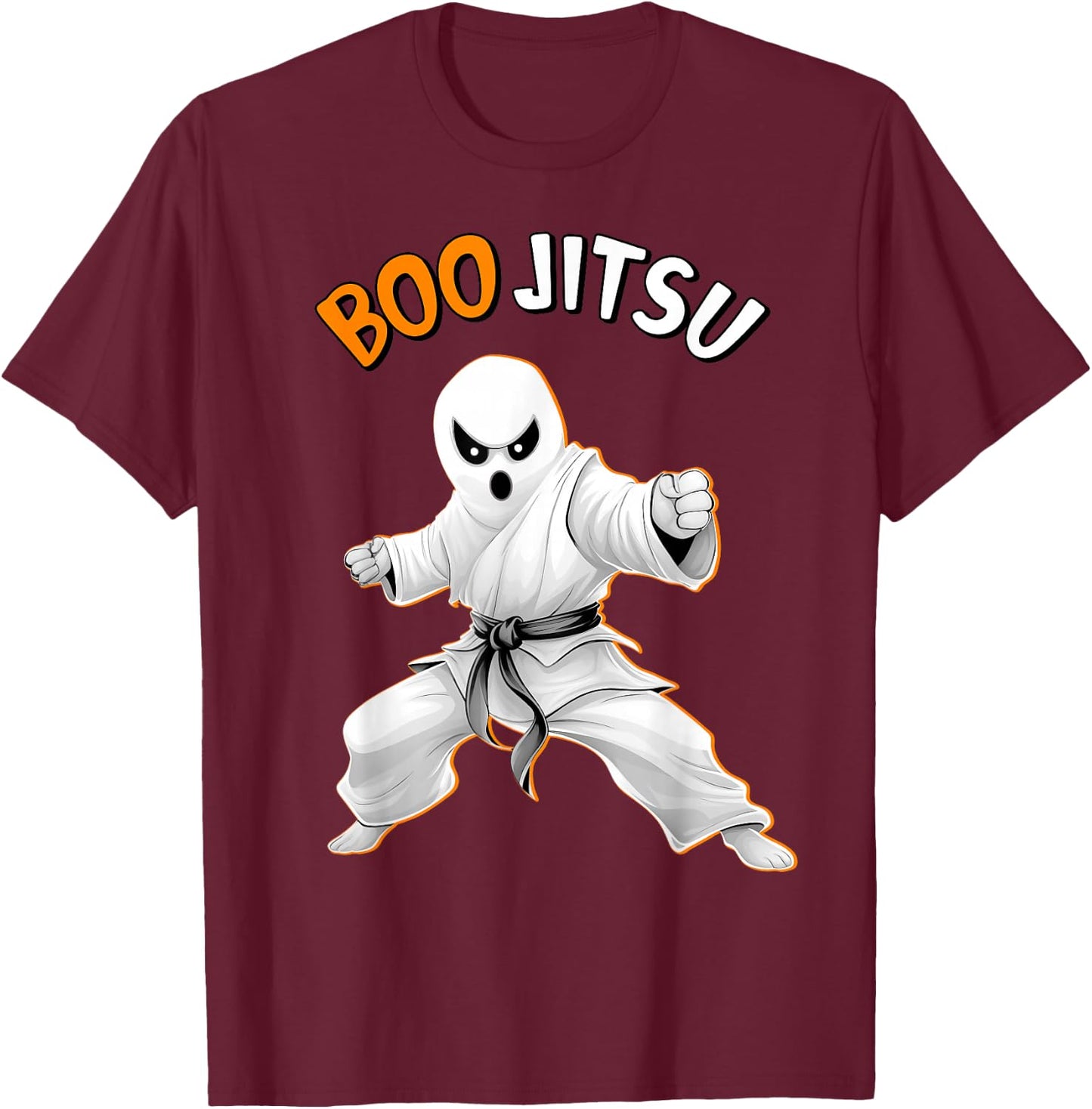 Funny Jiu Jitsu Halloween Ghost Boo Jitsu Martial Art T-Shirt - T-Shirt | Maroon
