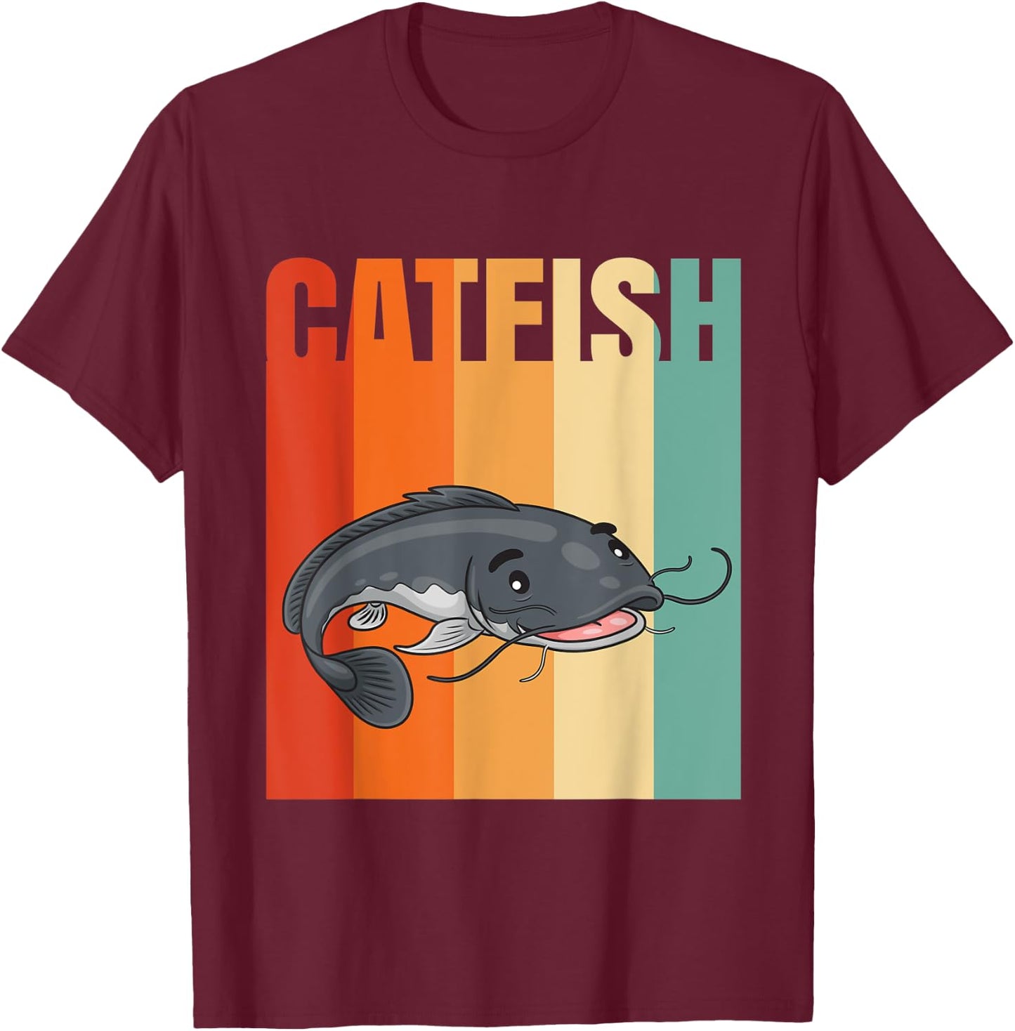 Retro Catfish T-Shirt - T-Shirt | Maroon