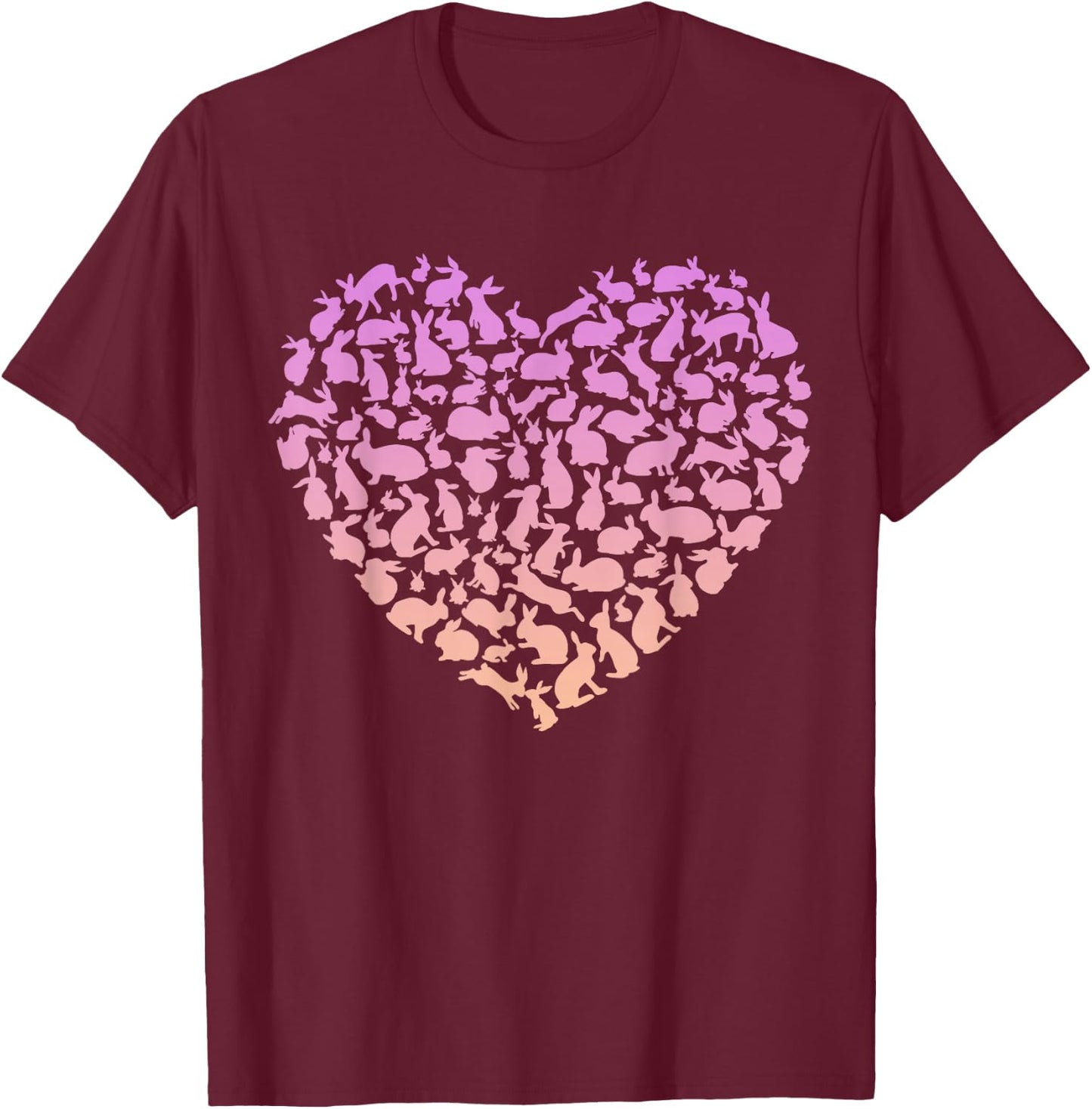 Silhouette Heart Bunny for Rabbit Lover Girls Rabbit T-Shirt - T-Shirt | Maroon