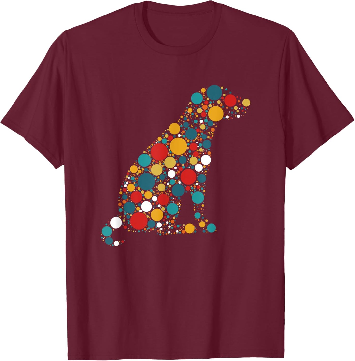 Colorful Polka Dot Dog Lovers International Dot Day Women Kids T-Shirt - T-Shirt | Maroon