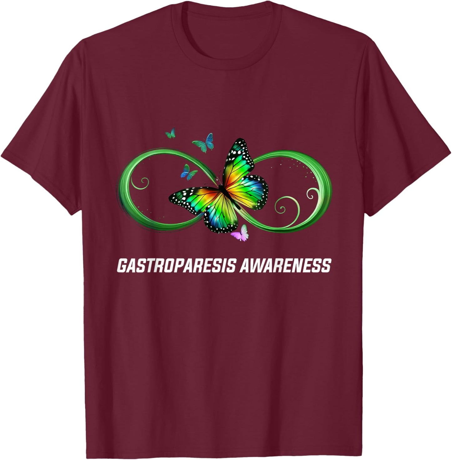 Infinity Butterfly Gastroparesis Awareness T-Shirt - T-Shirt | Maroon