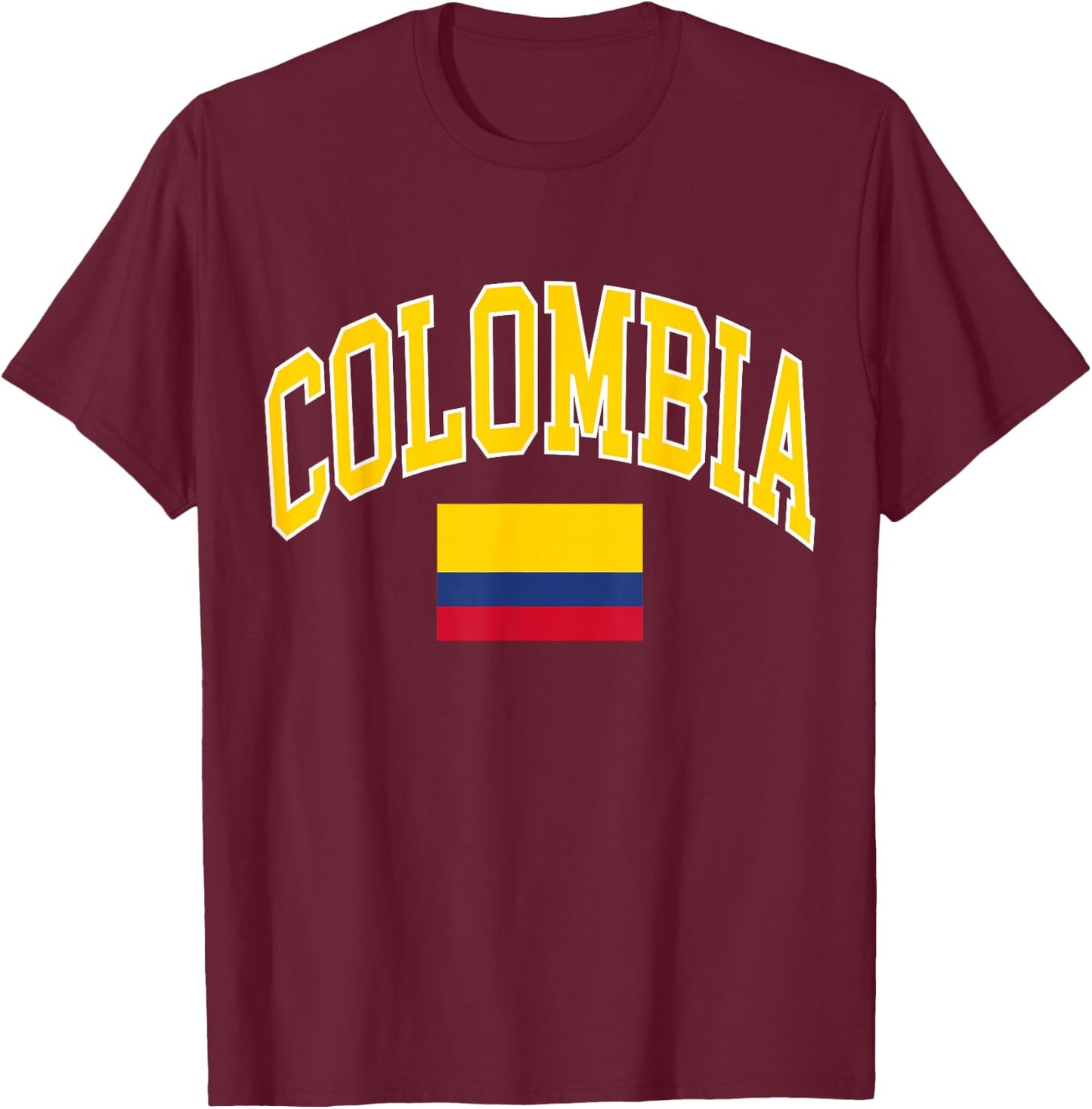 Colombia Designs. Colombia Flag - -Kids, Black, Small, Short Sleeve T-Shirt - T-Shirt | Maroon