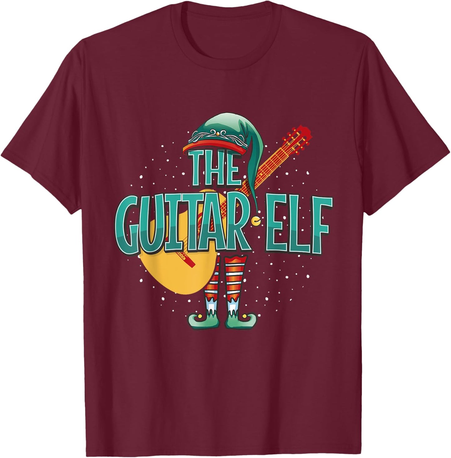 Christmas Guitar Elf for Guitar Player Musician T-Shirt - T-Shirt | Maroon