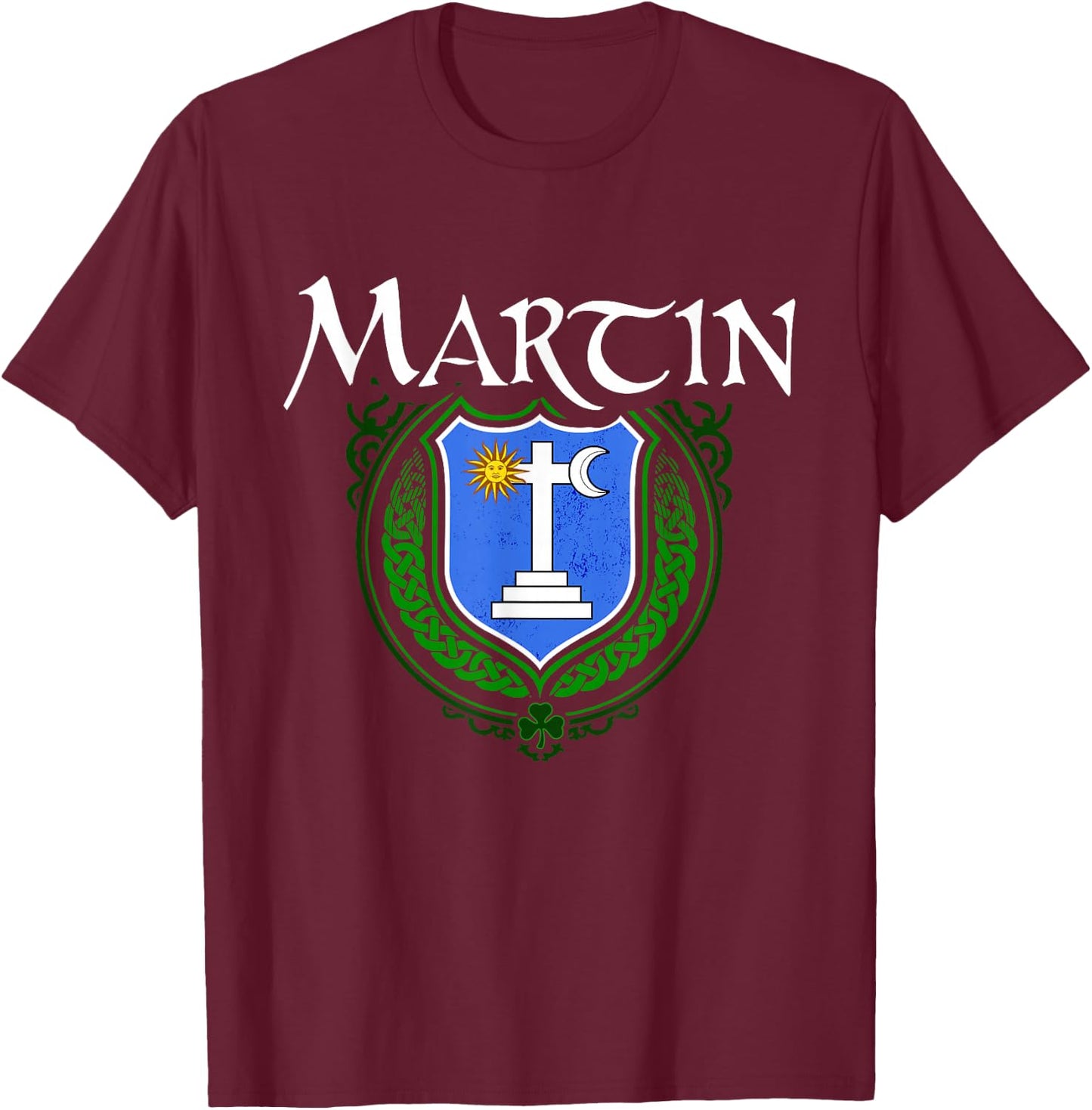 Martin Surname Irish Clan Tartan Badge Ireland T-Shirt - T-Shirt | Maroon