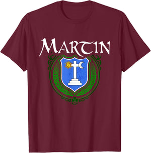 Martin Surname Irish Clan Tartan Badge Ireland T-Shirt - T-Shirt | Maroon