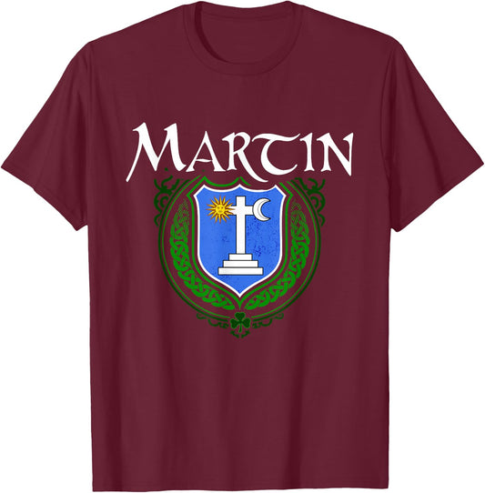 Martin Surname Irish Clan Tartan Badge Ireland T-Shirt - T-Shirt | Maroon