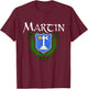 Martin Surname Irish Clan Tartan Badge Ireland T-Shirt - T-Shirt | Maroon