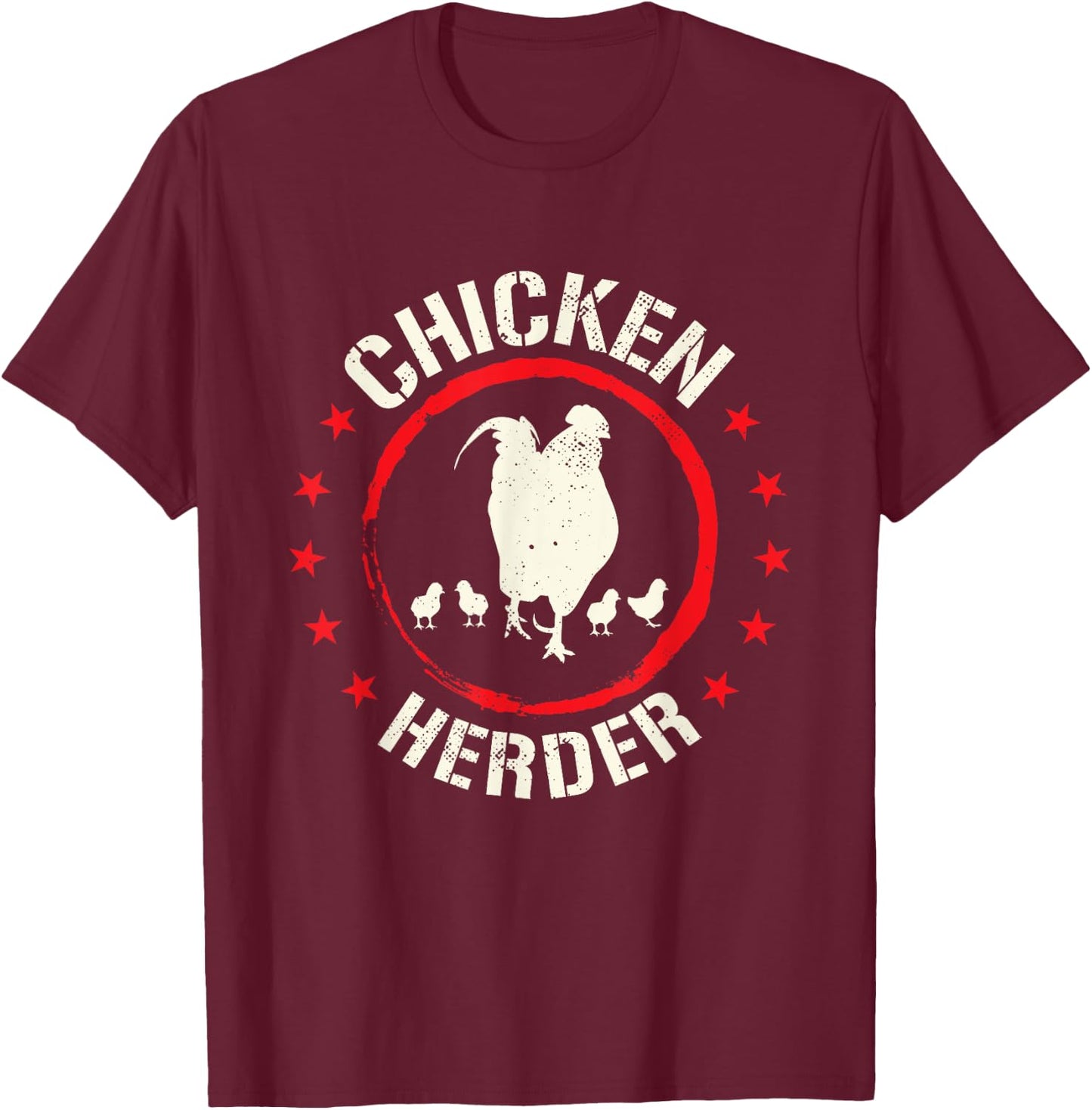 Funny Chicken Herder | Rooster With Chicken T-Shirt - T-Shirt | Maroon