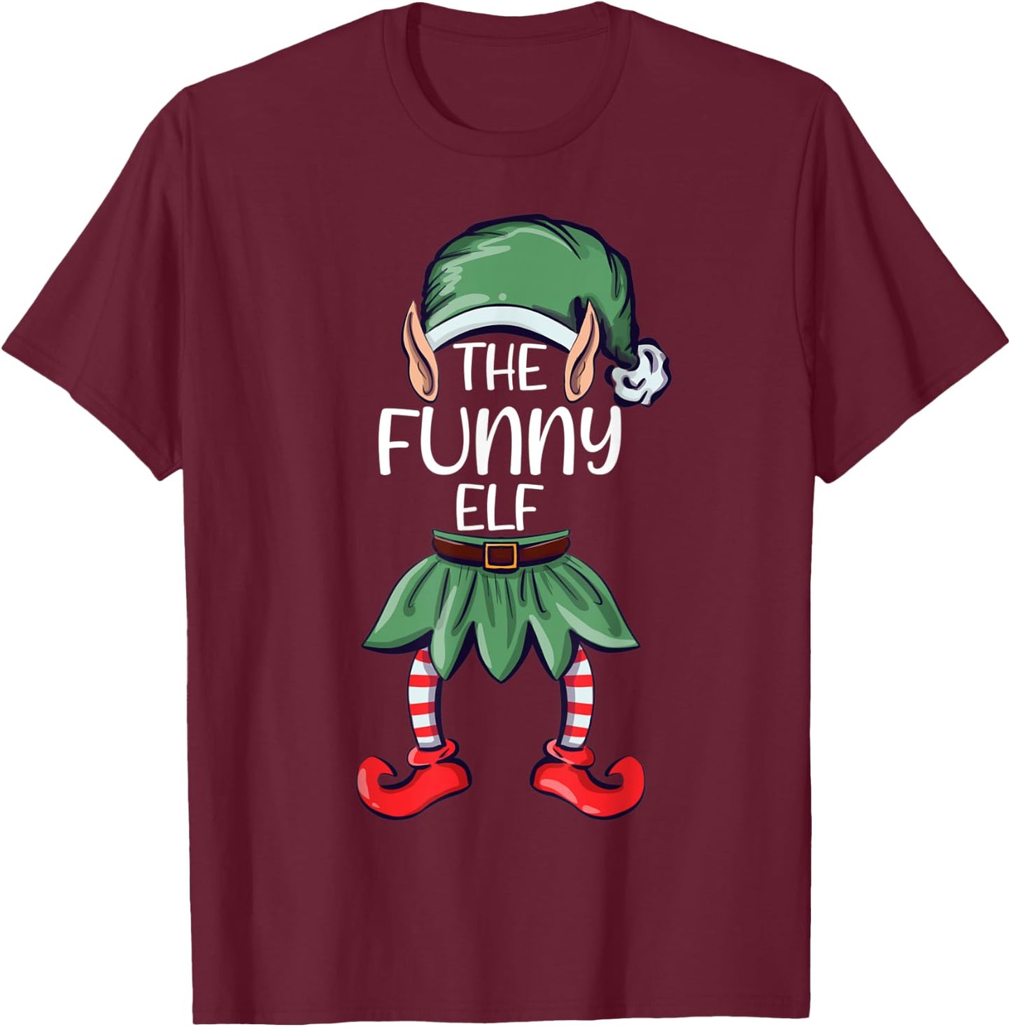The Funny Elf Christmas Matching Family Group Elf T-Shirt - T-Shirt | Maroon