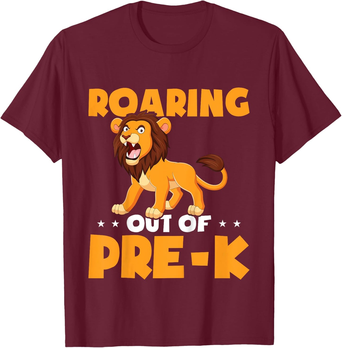 Kids Roaring Out Of Pre-K Graduation Lion Boys Pre-K Graduate T-Shirt - T-Shirt | Maroon