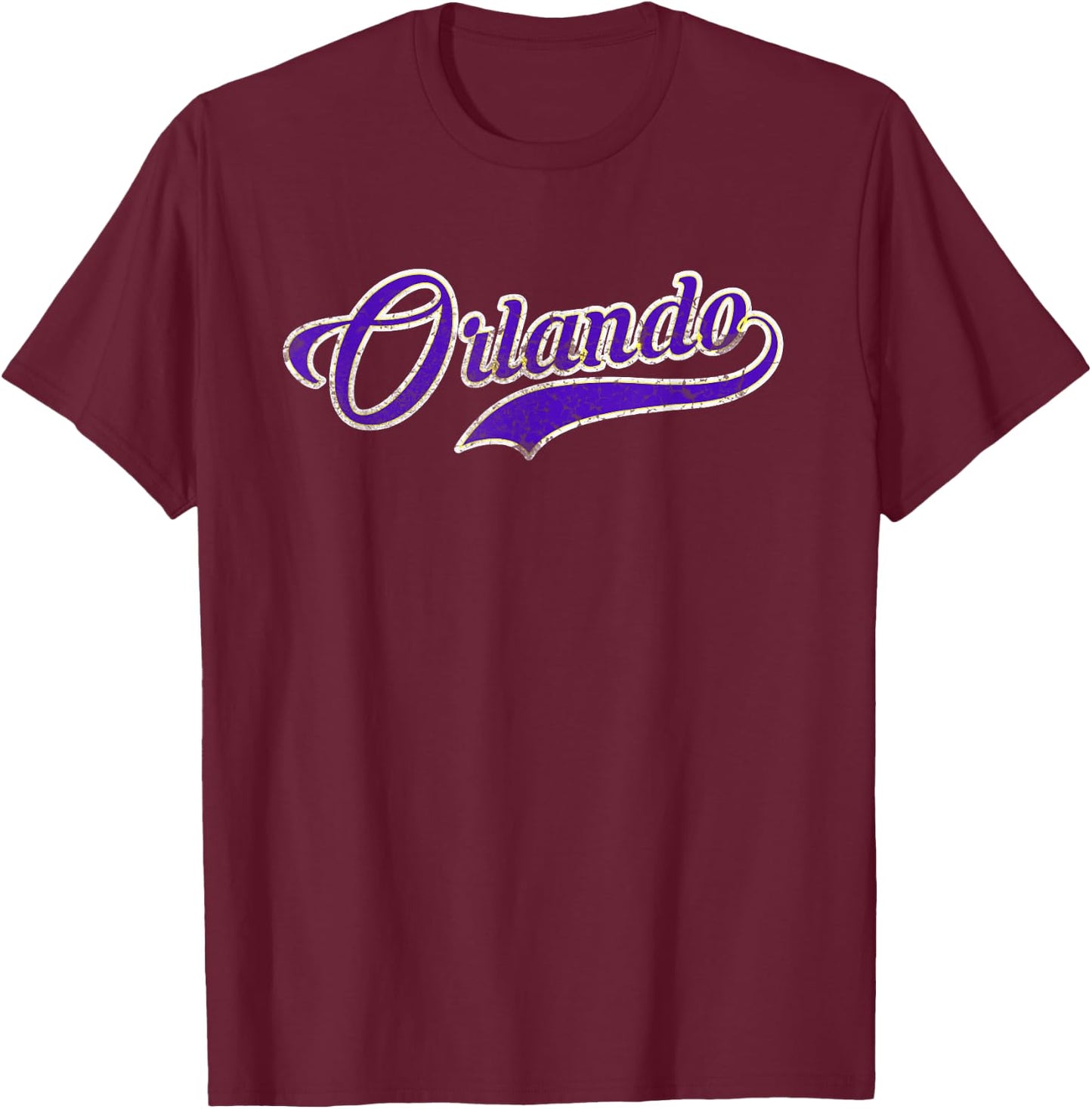 Retrocity Orlando Soccer Fan Vintage - -Adults, Black, Small, Short Sleeve T-Shirt - T-Shirt | Maroon
