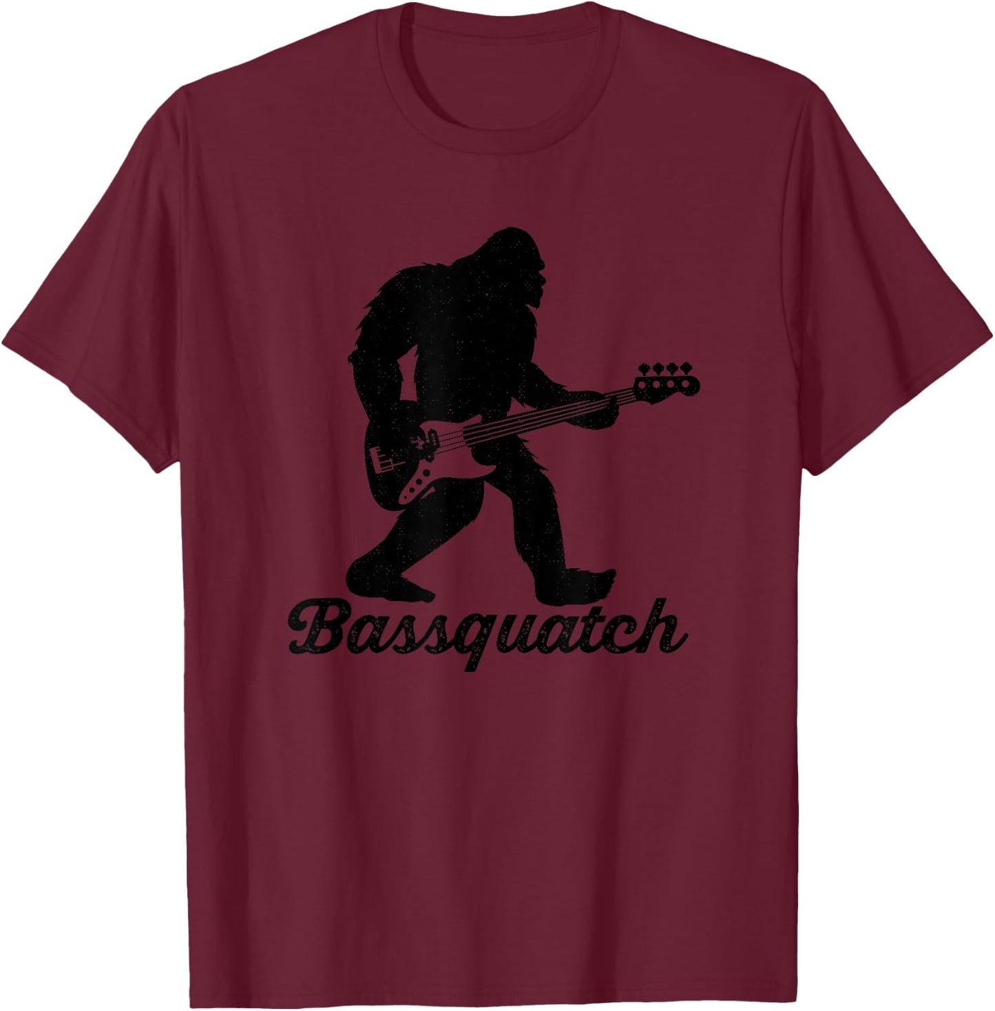 Bigfoot Bass Player Guitar Sasquatch Bassist Music Guitarist T-Shirt - T-Shirt | Maroon