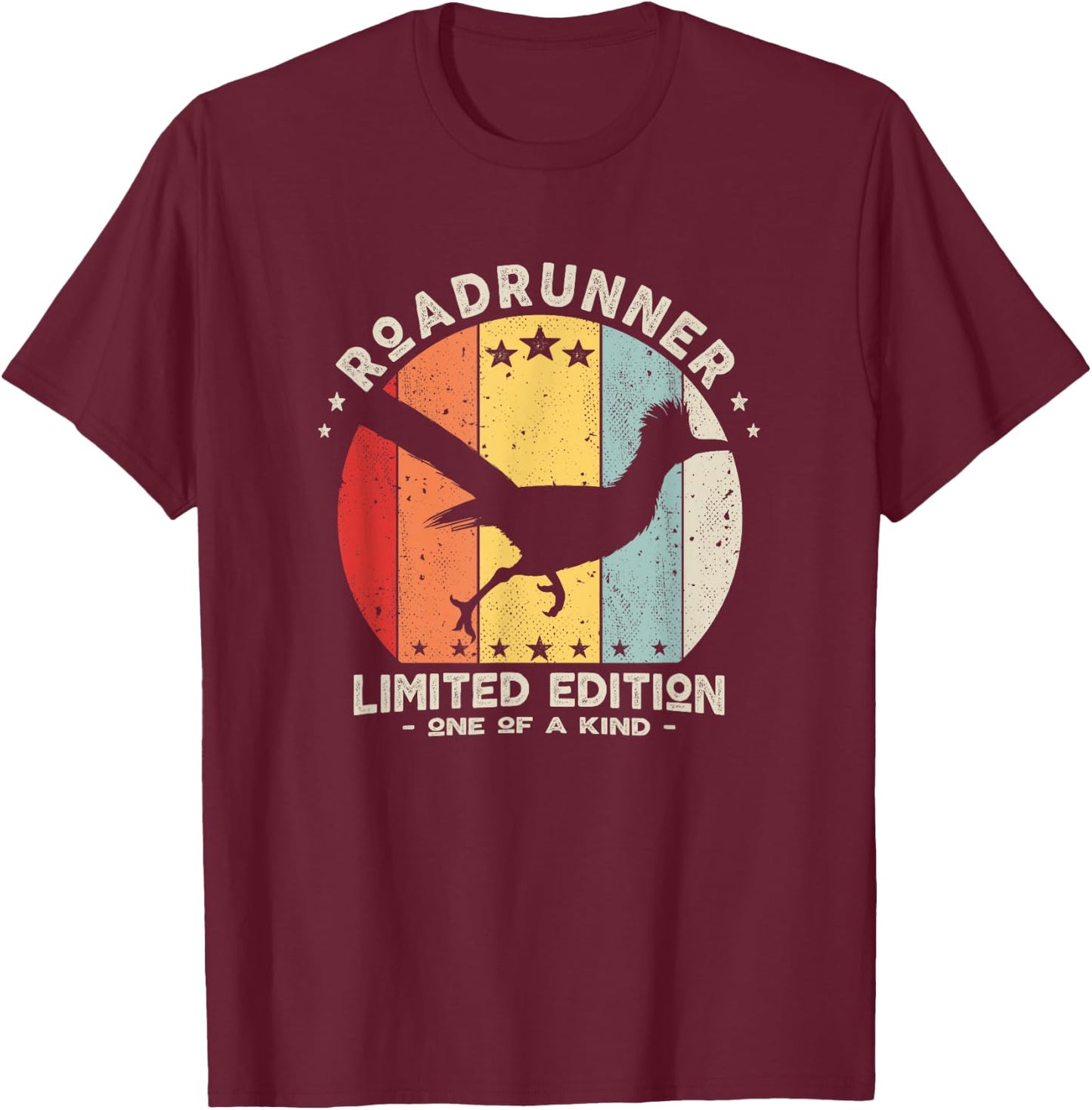 Retro Roadrunner Running Distressed T-Shirt - T-Shirt | Maroon