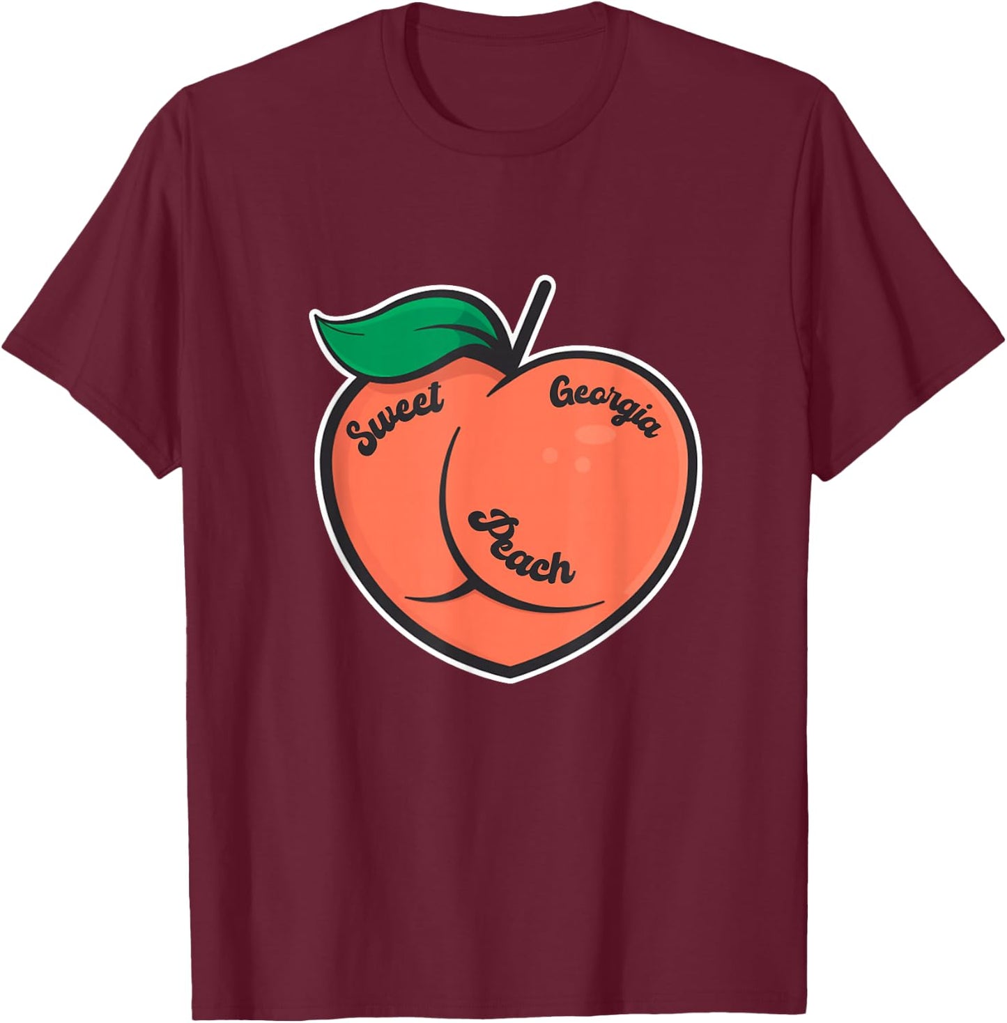 Sweet Georgia Peach Cute Peach With Heart Shaped Women Girls T-Shirt - T-Shirt | Maroon