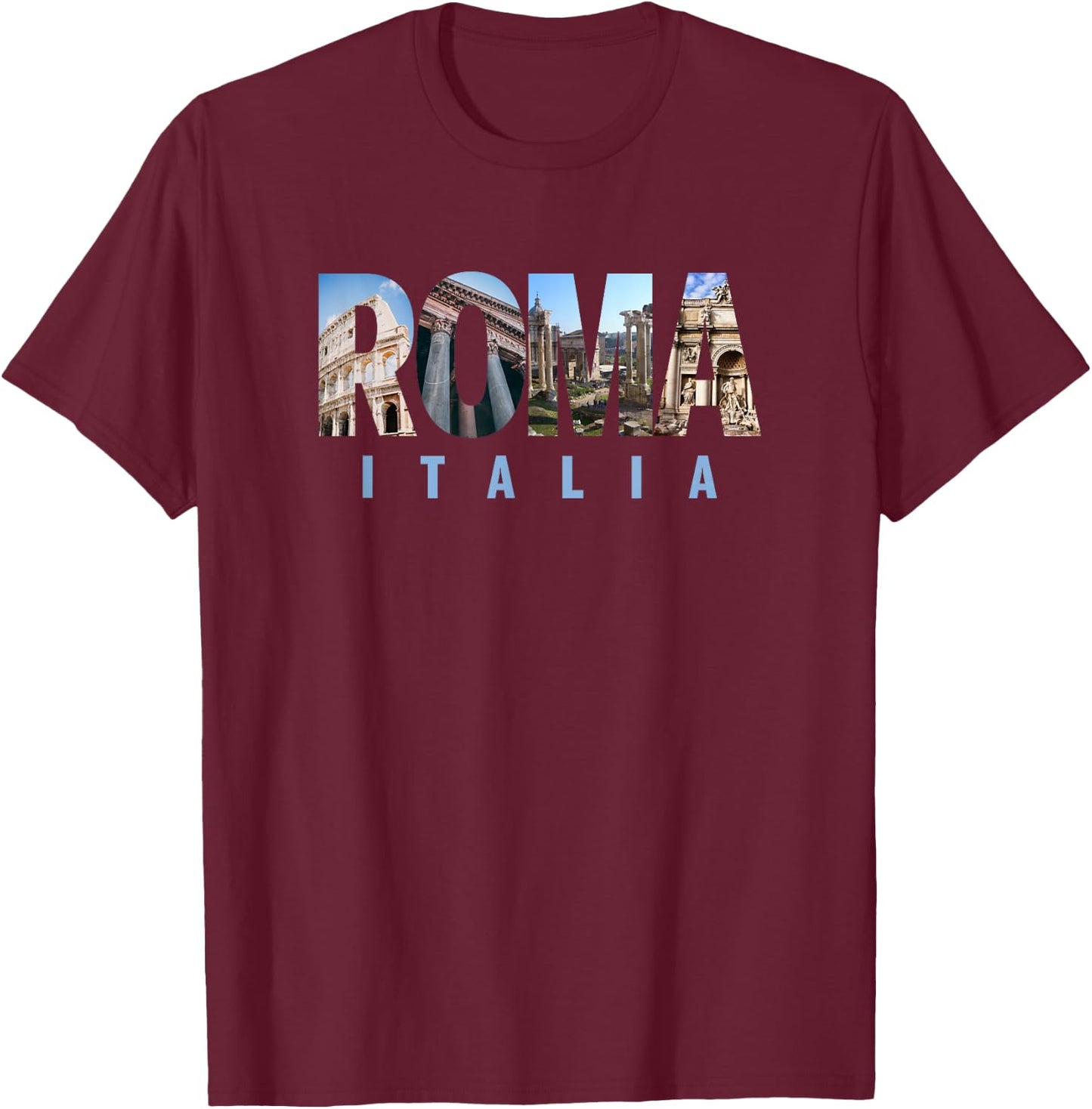 Rome Italy Landmarks T-Shirt - T-Shirt | Maroon
