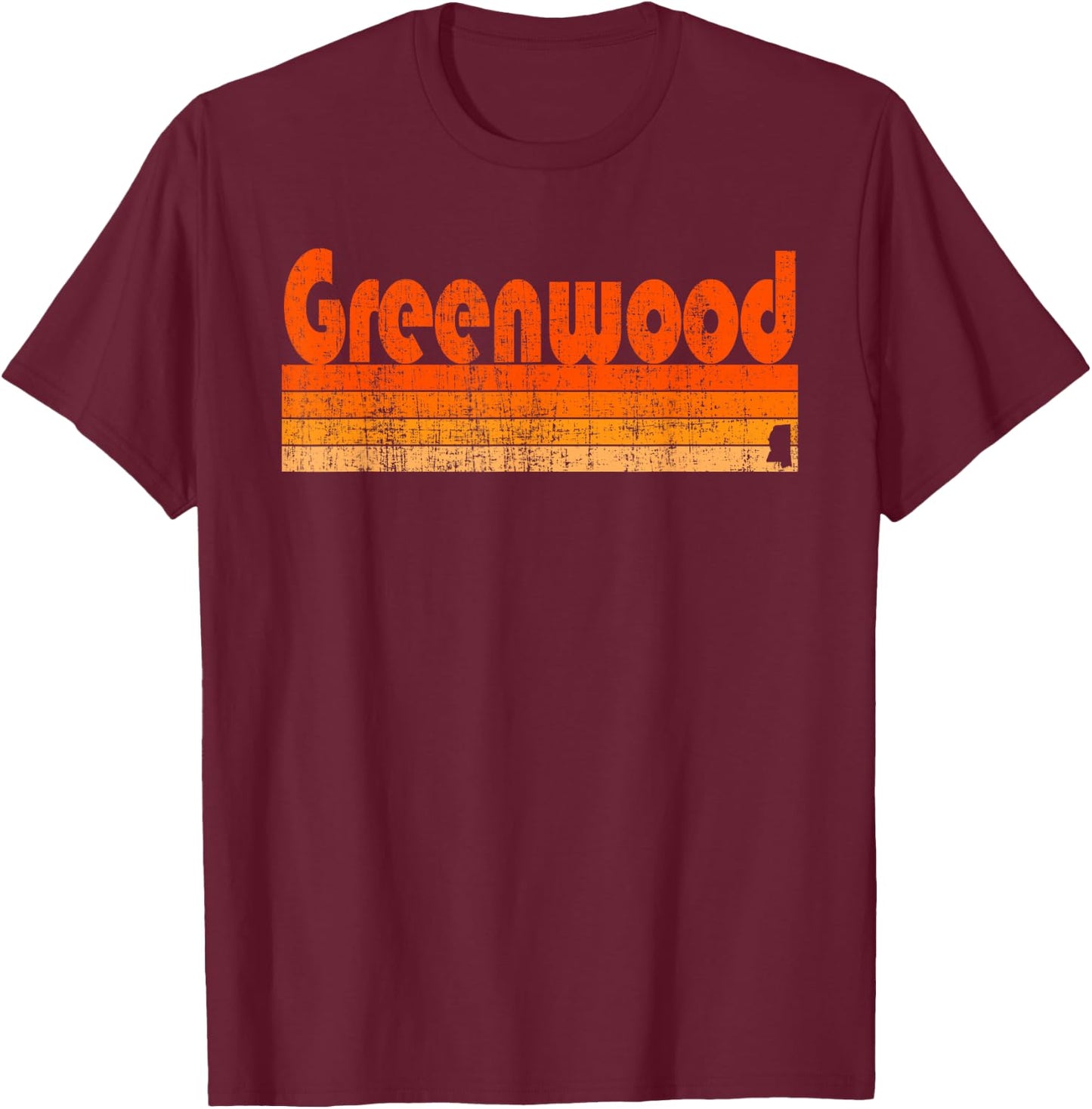Greenwood, Mississippi Retro 80s Style T-Shirt - T-Shirt | Maroon