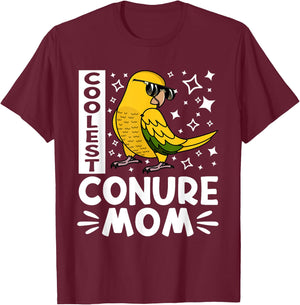 Coolest Conure Parrot Mom I Golden Conure T-Shirt - T-Shirt | Maroon