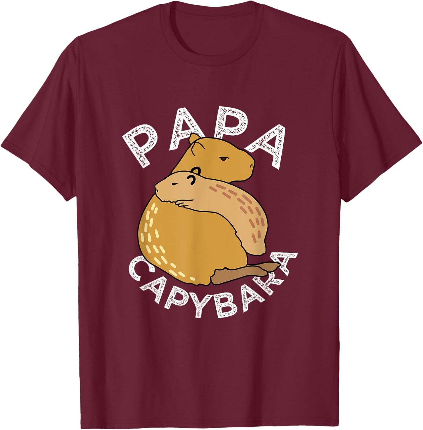 Capybara Animals Pet - Papa Capybara T-Shirt - T-Shirt | Maroon