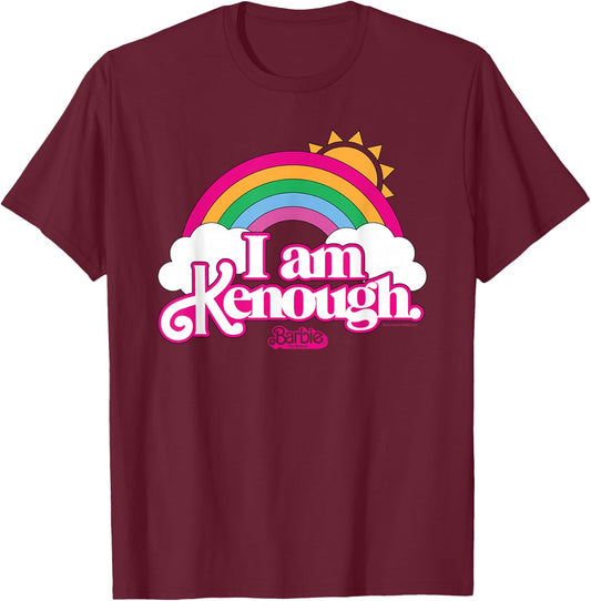 Barbie The Movie - I Am Kenough Rainbow Clouds T-Shirt - T-Shirt | Maroon