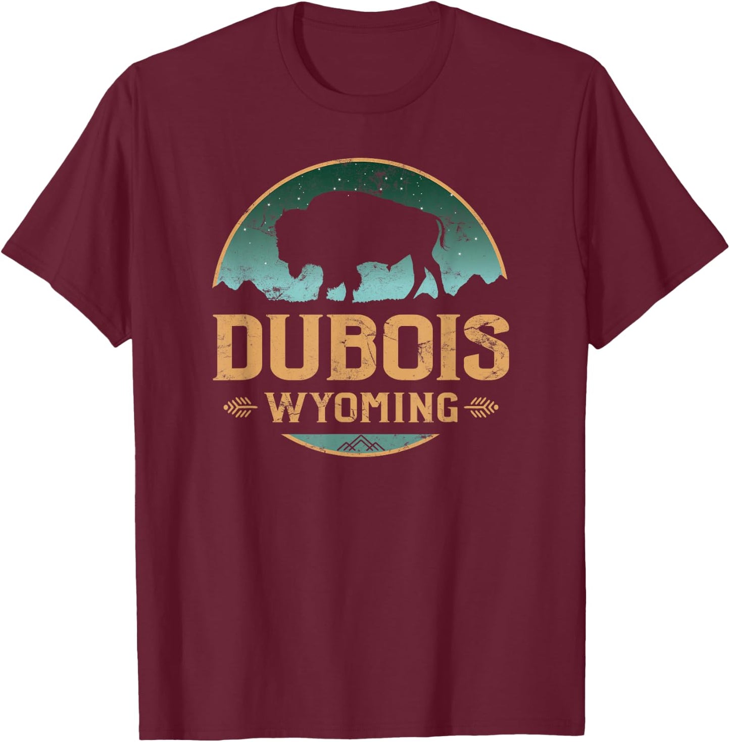 Dubois Wyoming WY Buffalo Bison T-Shirt - T-Shirt | Maroon