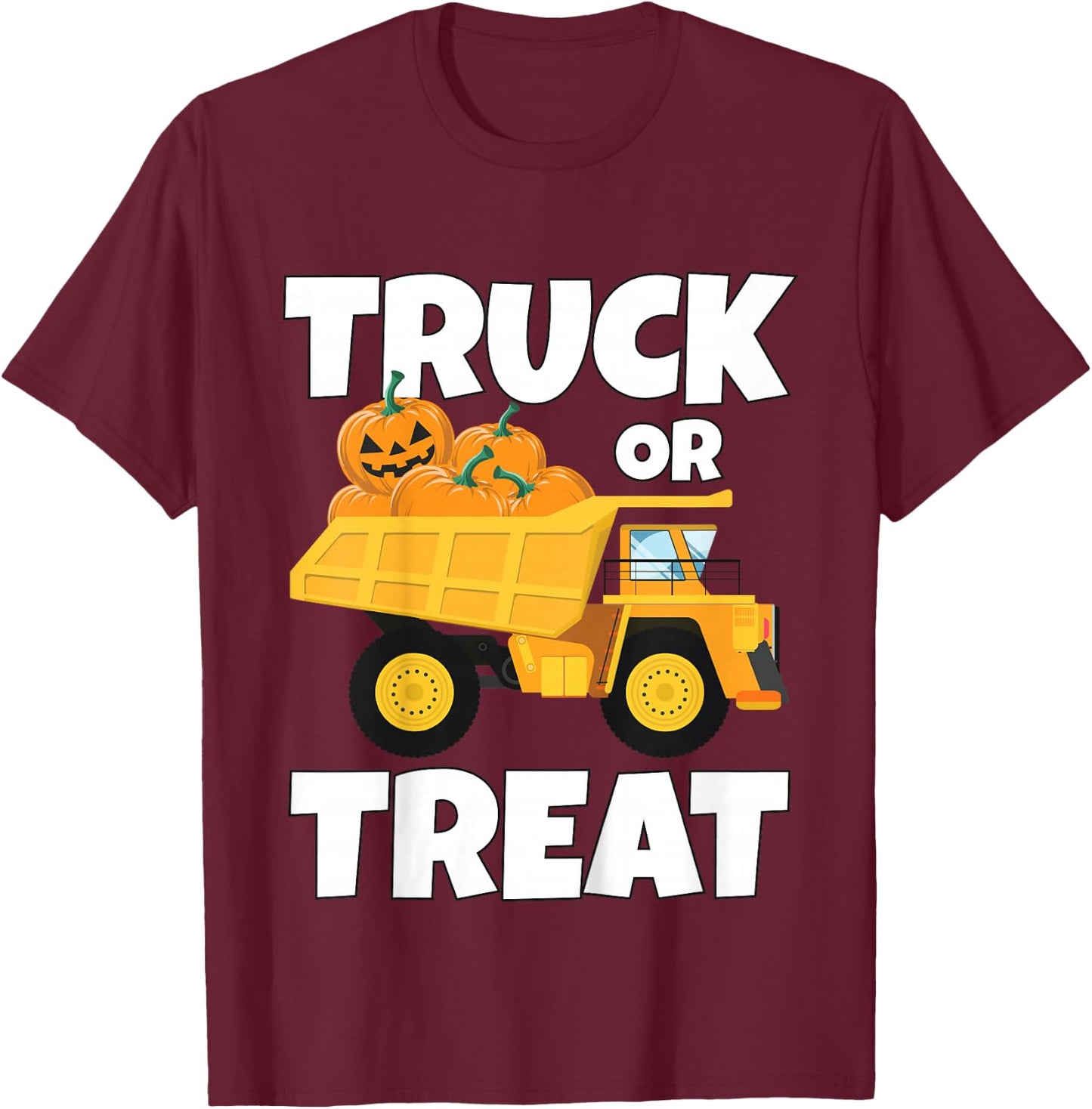Kids Halloween Thanksgiving Truck Pumpkin Patch Trick or Treat T-Shirt - T-Shirt | Maroon