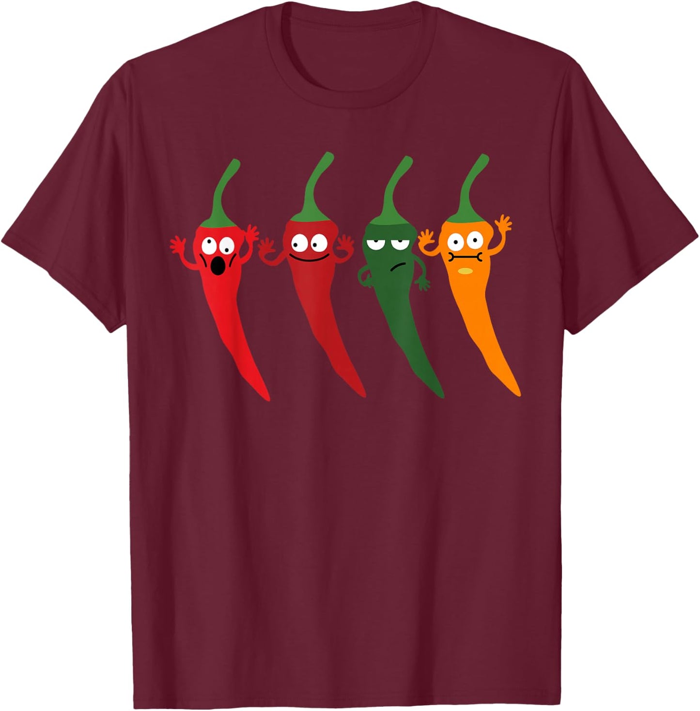 Cayenne Pepper Hot -Colorful Chili Funny - Spicy Food Lovers T-Shirt - T-Shirt | Maroon