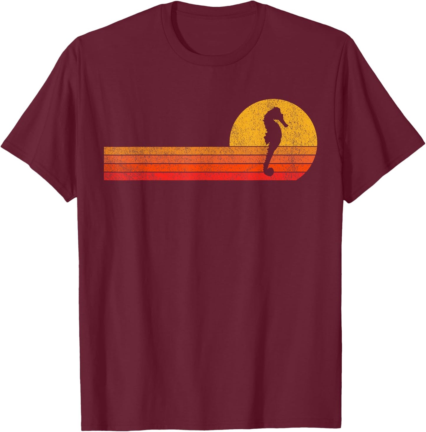 Retro Seahorse Lover Funny Seahorse Vintage T-Shirt - T-Shirt | Maroon