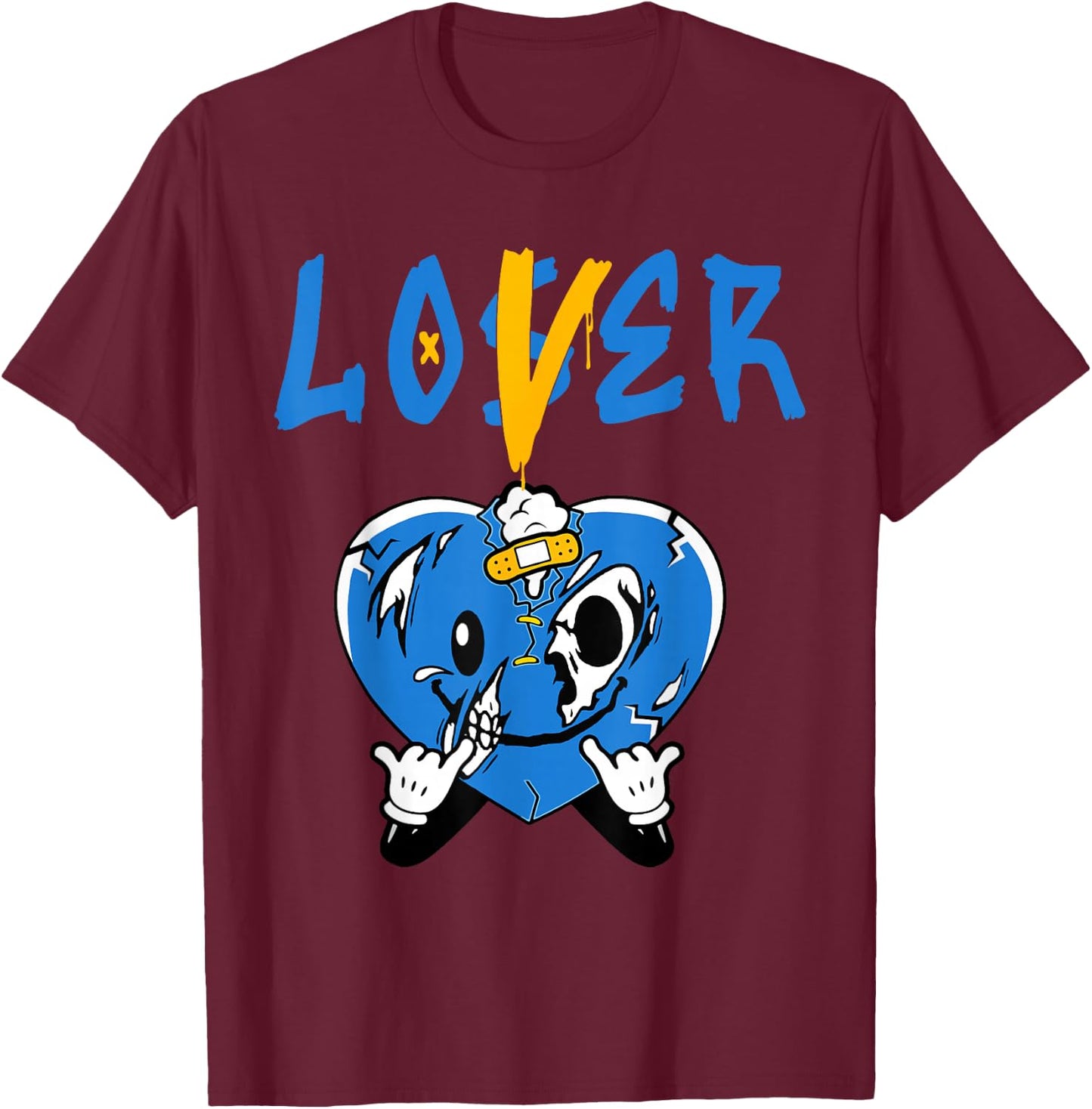 Racer Blue Loser Lover Heart Drip Suffering Racer Blue T-Shirt - T-Shirt | Maroon