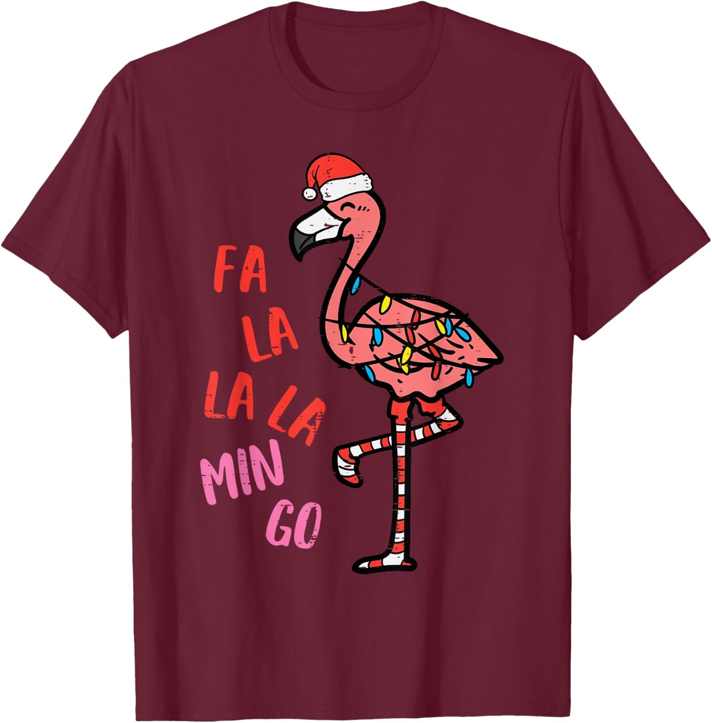 Christmas Fa La La Mingo Flamingo Xmas Women Girls Kids Men T-Shirt - T-Shirt | Maroon