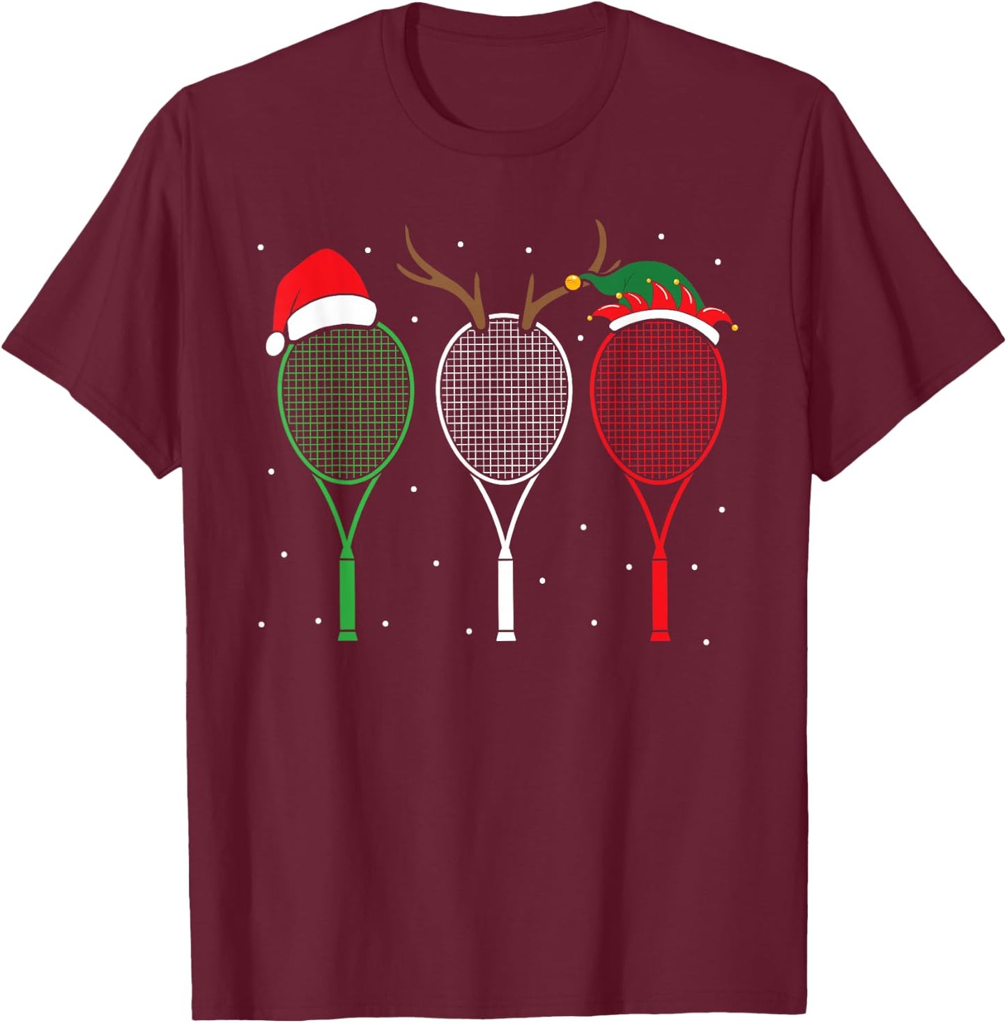 Tennis Player Sport Lover Merry Xmas Christmas Day T-Shirt - T-Shirt | Maroon