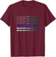 Thin Blue Line Police Officer Law Heroic Flag American Flag T-Shirt - T-Shirt | Maroon