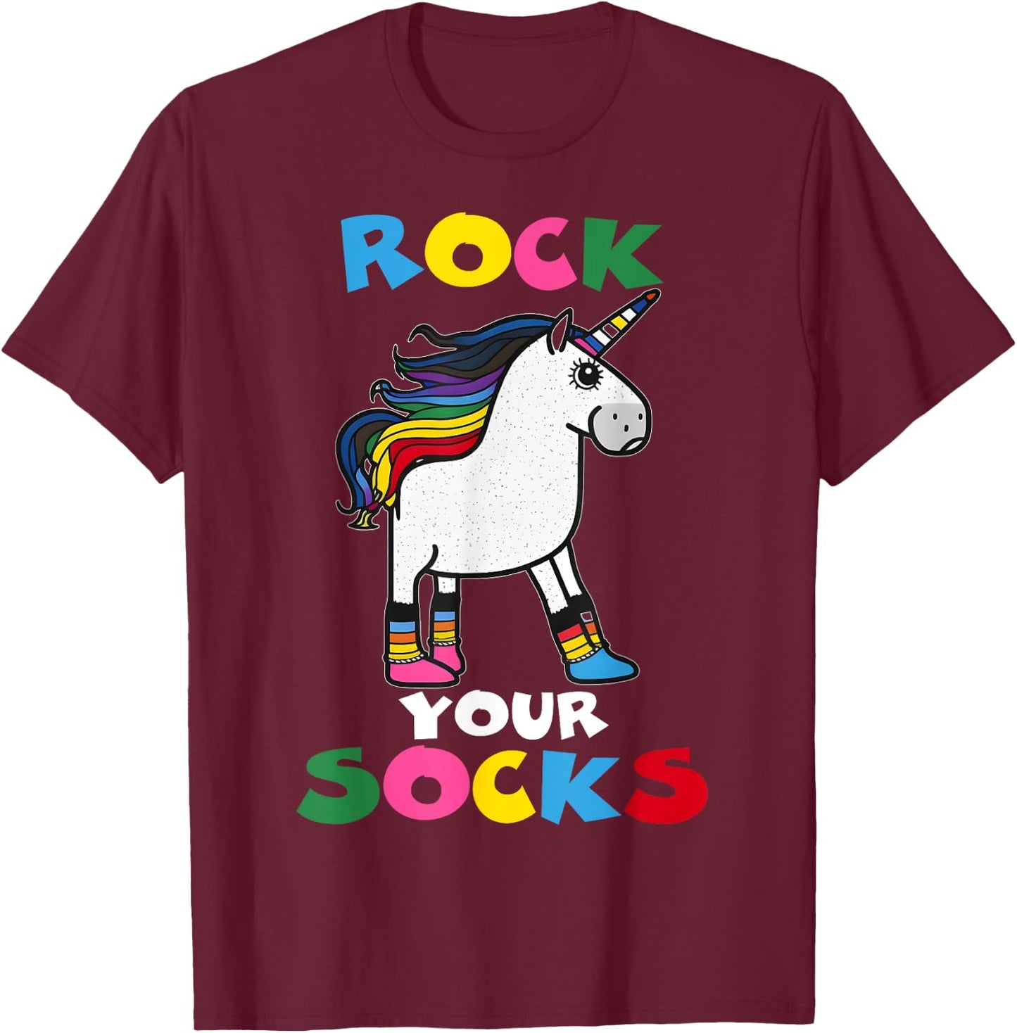 WORLD DOWN SYNDROME DAY Rock Your Socks Unicorn T-Shirt - T-Shirt | Maroon