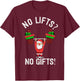 No Lifts No Gifts Christmas Gym Ugly Santa T-Shirt - T-Shirt | Maroon