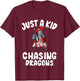 Kids Just a Kid Chasing Dragons Knight T-Shirt - T-Shirt | Maroon