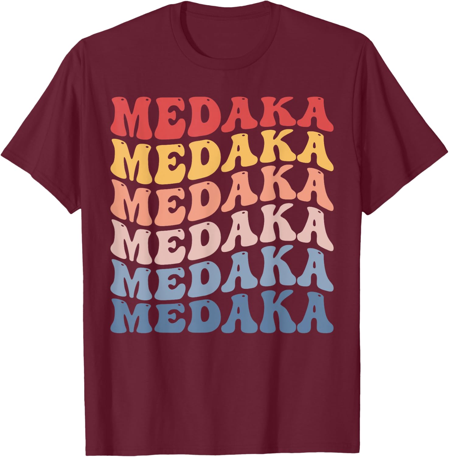 Medaka Groovy Retro Fish T-Shirt - T-Shirt | Maroon