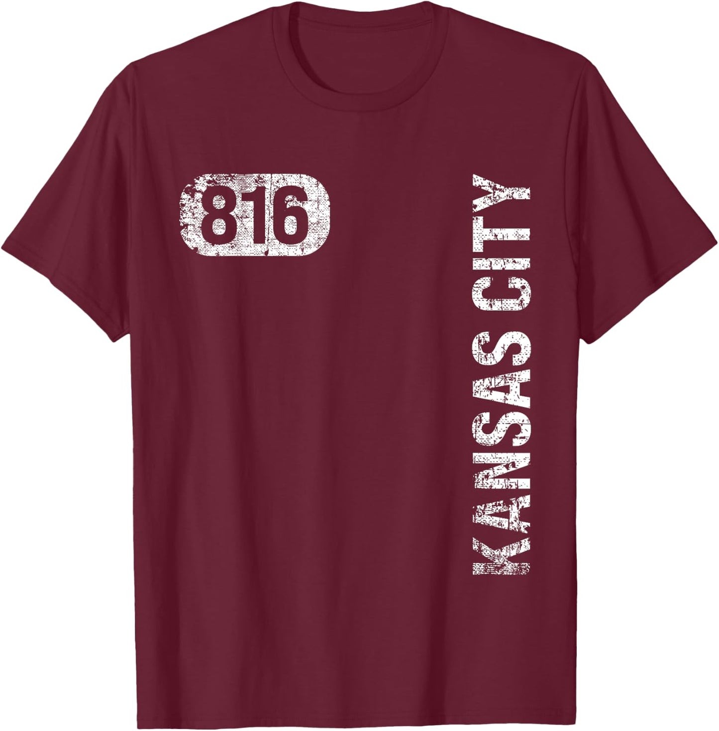 Kansas City Missouri 816 Area Code Vintage Retro T-Shirt - T-Shirt | Maroon