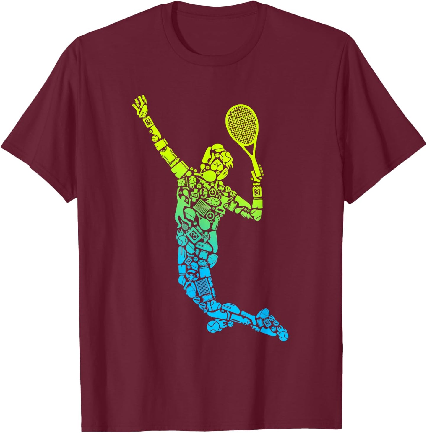 Tennis Player Men Kids Boys Tennis T-Shirt - T-Shirt | Maroon