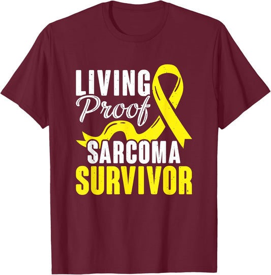 Support Yellow Ribbon Warrior Sarcoma Cancer Survivor T-Shirt - T-Shirt | Maroon