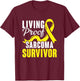 Support Yellow Ribbon Warrior Sarcoma Cancer Survivor T-Shirt - T-Shirt | Maroon