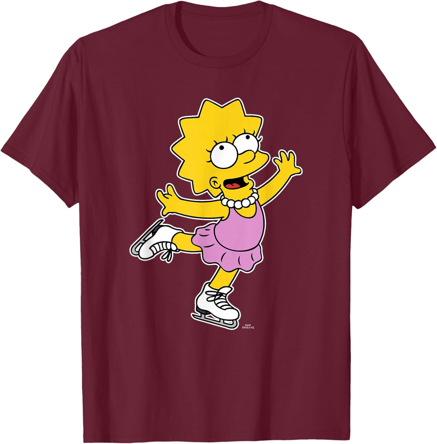 The Simpsons Lisa Ice Skating Alt T-Shirt - T-Shirt | Maroon