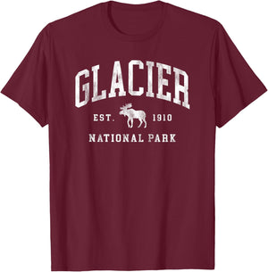 Retro Glacier National Park Est 1910 Hiking T-Shirt - T-Shirt | Maroon