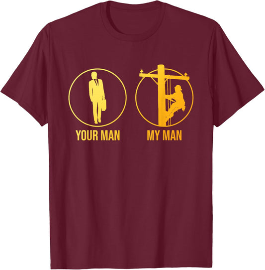 Funny Lineman Girlfriend Design Electrician Humor T-Shirt - T-Shirt | Maroon